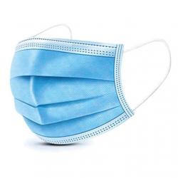Adult-Sized Blue Disposable Personal Protective Mask - 3 Layer Heat Sealed Non-Woven Fabric BWKMS2000BX 