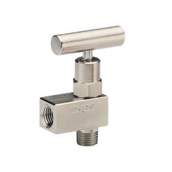 Noshok 100 1/8in NPT Male x Female Angle Brass 0.172in Orifice Hard Seat Mini Valve - 101-MFAB