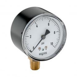 Noshok 2-1/2in Black Steel Case Copper Alloy Internals 160 oz/in 1/4in NPT Male Bottom Connection Pressure Gauge - 25-200-160-oz/in2