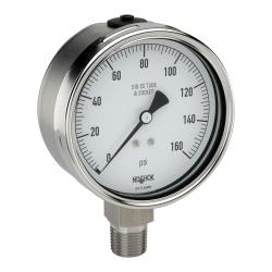 Noshok 4in 304 Stainless Steel Case 316 Stainless Steel Internals 10000psi/bar 1/4in NPT Male Bottom Connection Pressure Gauge - 40-400-10000-psi/bar-1/4