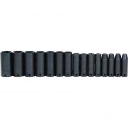 Proto 1/2in Drive 15 Piece Deep Thin Wall Impact Socket Set - 6-Point