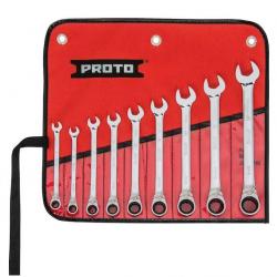 Proto 9 Piece Full Polish Combination Reversible Ratcheting Wrench Set 12 Point 9/32in-3/4in JSCVT-9S