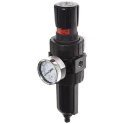Parker 1/4in NPT 06E Compact Filter Regulator 40 Micron 0-125psi with Gauge, Twist Drain, and Metal Bowl  -  06E13A18AC