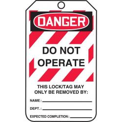 Accuform OSHA "Danger - Do Not Operate" Lockout Tags 25/Pack MLT406CTP (Replaces Brady 65525)
