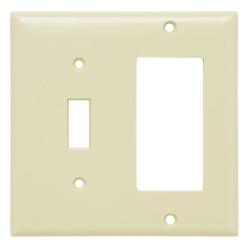 Pass and Seymour SP126I 2-Gang Togggle/Decorator GFCI Cover Plate Ivory SP126-I 