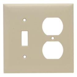 Pass and Seymour SP18I 2-Gang Switch/Duplex Receptacle Cover Plate Ivory SP18-I 