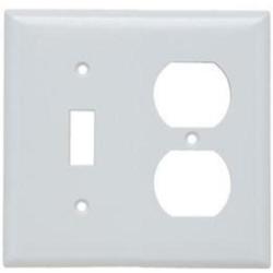 Pass and Seymour SP18W 2-Gang Switch/Duplex Receptacle Cover Plate White SP18-W 