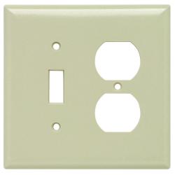 Pass and Seymour SPJ18I Combination 2-Gang Jumbo Toggle Switch/Duplex Receptacle Cover Plate Ivory SPJ18-I 