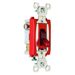 Pass and Seymour PS20AC1RPL 20a Extra Heavy Duty Spec Grade Lighted Switch Back and Side Wire 1-Pole 277v Red PS20AC1-RPL