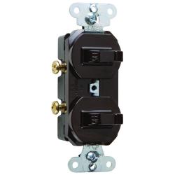 Pass and Seymour 690G 15a Double Combination Toggle Switch Single Pole with Ground 120v/277v Brown 690-G 