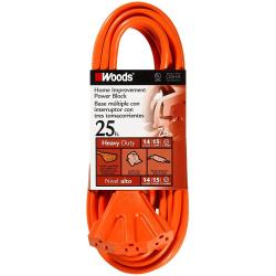 Woods 14/3 25ft Extension Cord with 3 Outlets Orange 860-825