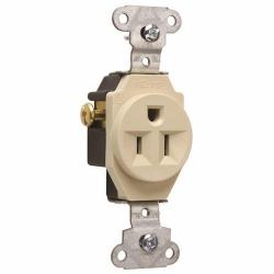 Pass and Seymour 5251I 15a Heavy Duty Spec Grade Single Receptacle Side Wire 125v Invory 5251-I
