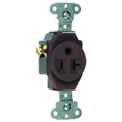 Pass and Seymour 20a Heavy Duty Spec Grade Single Receptacle Side Wire 125v Brown 5351