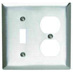 Pass and Seymour 2-Gang Combinatino Toggle Switch/Duplex Receptacle Cover Plate 302/304SS Metal SS18N