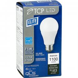 TCP L11A19D2527K 11 Watt 1100 Lumen Dimmable 2700K LED Lamp
