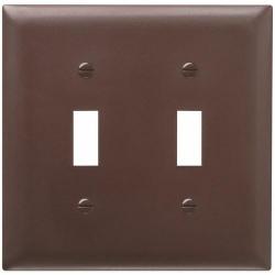 Pass and Seymour 2-Gang Toggle Switch Cover Plate Brown TP2 