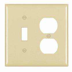 Pass and Seymour TP18I 2-Gang Combination Toggle Switch/Duplex Receptacle Cover Plate Ivory TP18I 