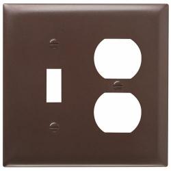 Pass and Seymour 2-Gang Combination Toggle Switch/Duplex Receptacle Cover Plate Brown TP18 