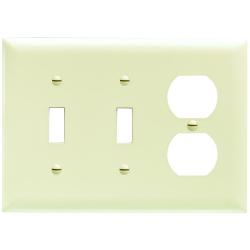Pass and Seymour TP28I 3-Gang 2-Toggle Switch/1-Duplex Receptacle Cover Plate Ivory TP28-I 