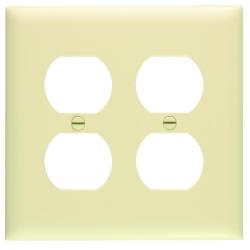 Pass and Seymour TP82I 2-Gang Duplex Receptacle Cover Plate Ivory TP82-I 