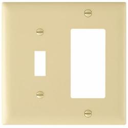 Pass and Seymour TP126I 2-Gang Combination Toggle Swtich/Decorator GFCI Cover Plate Ivory TP126-I 