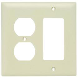 Pass and Seymour TP826I 2-Gang Combination Duplex Receptacle/Decorator GFCI Cover Plate Ivory TP826-I 