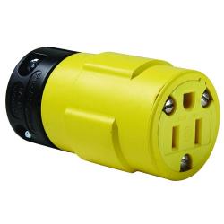 Pass and Seymour 15a Straight Blade Connector Rubber Dust-Tight Yellow 125v 1547
