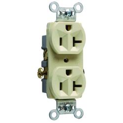Pass and Seymour CR20I 20a Commerical Grade Spec Duplex Receptacle Side Wire 125v Ivory CR20-I