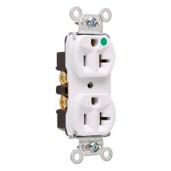 Pass and Seymour 8300HW 20a Heavy Duty Hospital Grade Compact Design Duplex Receptacle Back and Side Wire 125v White 8300-HW