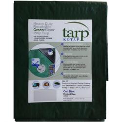 Kotap 20ft x 30ft Heavy Duty 12 by 12 Cross Weave Reversible Green/Silver Poly Tarp with Gromets 8 Mil TGS-2030