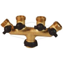 Dixon GHT 4-Valve Manifold with PTFE Seals Forged Brass, SS Balls, Swivel Inlet 500GH4VBK