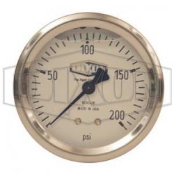 Dixon Liquid Filled Stainless Case Gauge 2-1/2in Face 1/4in Center Back Mount, 0-60psi GLSC410