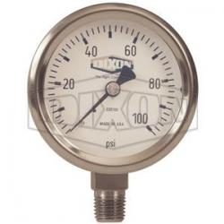 Dixon Stainless Steel Dry Gauge 2-1/2in Face, 1/4in Lower Mount, 0-300psi GSS300