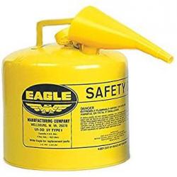 Eagle 5 Gallon Metal Yellow Type 1 Safety Can with F-15 Funnel