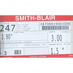 Smith Blair 247 1-1/2in x 3in Full Circle Redi-Clamp 1.90in OD SS Bolts/Nuts Water/Oil 247-00019003-000