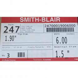 Smith Blair 247 1-1/2in x 6in Full Circle Redi-Clamp 1.90in OD SS Bolts/Nuts Water/Oil 247-00019006-000
