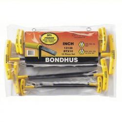 Bondhus BTX10 10 Piece Ball End & Hex Graduated Length T-Handles 3/32in-3/8in with Stand 13138