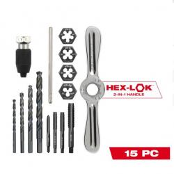 Milwaukee 15 Piece Tap and Die Set with Hex Lok 2-in-1 Handle 49-22-5602