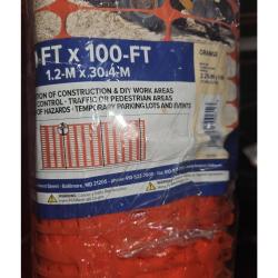 Tenax 4ft x 100ft Polyethelyne Orange Safety Fence, 2.25in x 1in Mesh