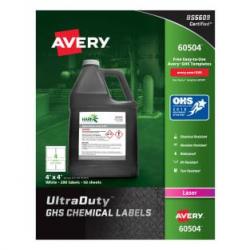 Avery 60504 GHS Chemical Label 4 Labels/Page Laser Printer 50 Pages/Pack  4in x 4in