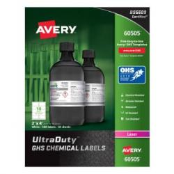 Avery 60505 GHS Chemical Label 10 Labels/Page Laser Printer 50 Pages/Pack  2in x 4in