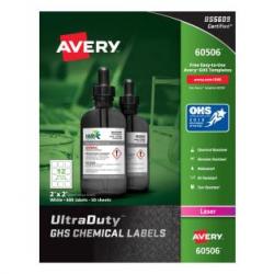 Avery 60506 GHS Chemical Label 12 Labels/Page Laser Printer 50 Pages/Pack  2in x 2in