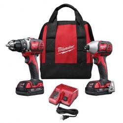 Milwaukee M18 Combo Kit 1/4in Driver/Impact, 1/2in Drill Driver Charger 2 Batteries Soft Case 2691-22