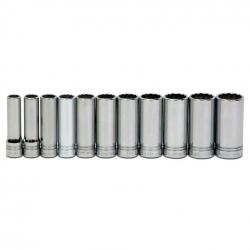 J.H. Williams 1/2in Drive 11 Piece 12-Point Deep 1/2in - 1-1/8in SAE Socket Set JHWWSSD-11RC