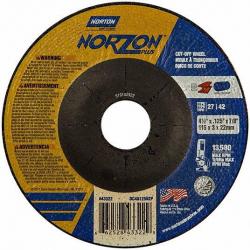 Norton NorZon Plus Cutting Wheels 4-1/2in x 1/8in x 7/8in Zirconia Alumina 24 Grit 547-66252843322