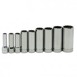 J.H. Williams 3/8in Drive 9 Piece 12-Point 3/8in - 7/8in SAE Deep Socket Set JHWWSBD-9RC