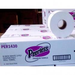 Peerless Center Pull Soft Pull Towel 600 Sheets/Roll, 6 Rolls/Case - PER1430 (ALT BWK6400)