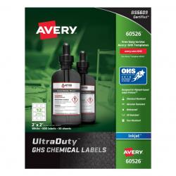Avery 60526 GHS Chemical Label 12 Labels/Page Inkjet Printer 50 Pages/Pack 2in x 2in