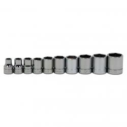 J.H. Williams 3/8in Drive 10 Piece 6-Point 5/16in-7/8in SAE Shallow Socket Set JHWWSB-10HRC