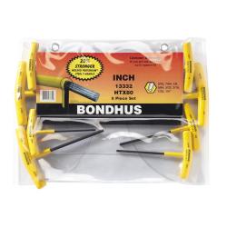 Bondhus HTX80 8 Piece T-Handle Hex End Allen Wrenches 3/32in-1/4in 13332